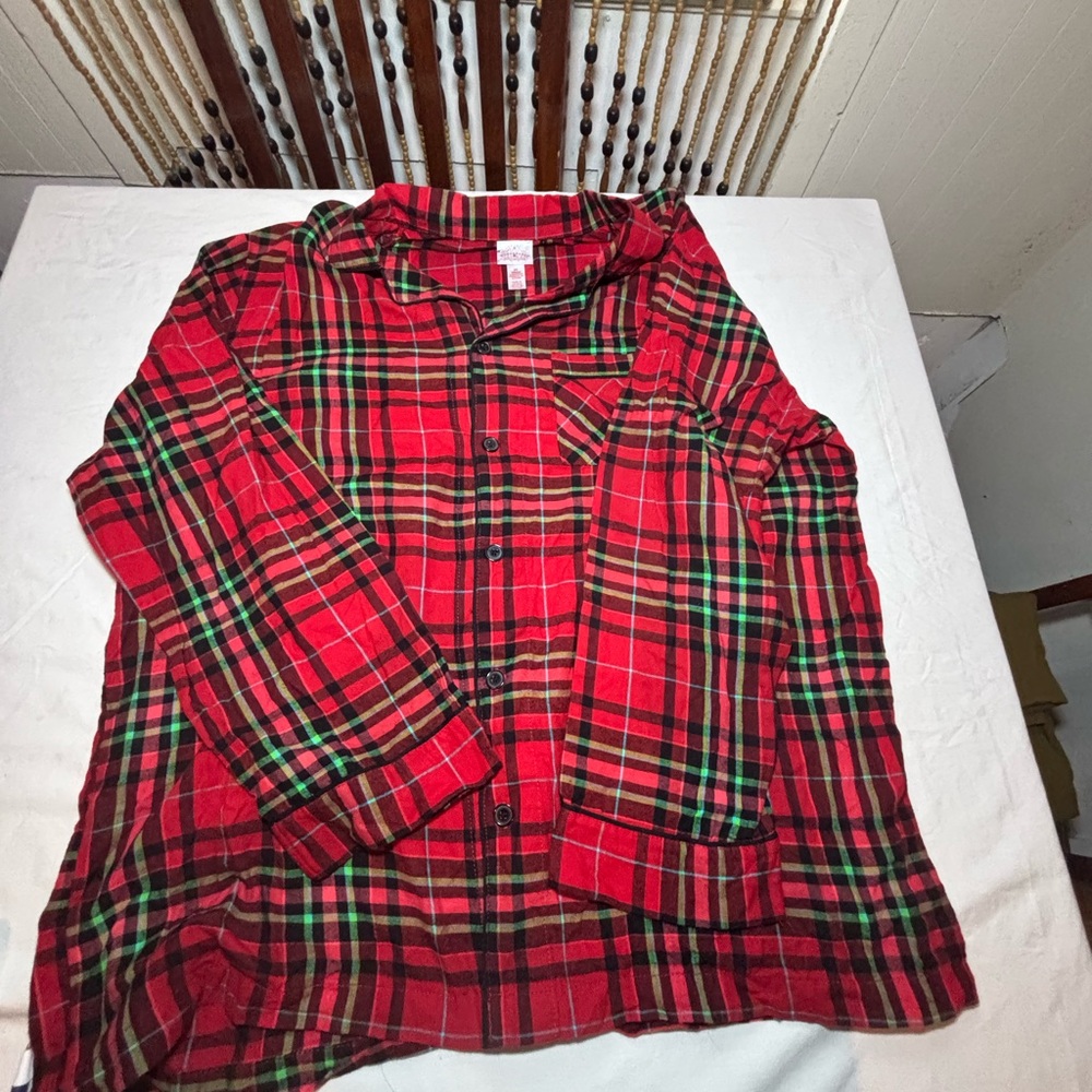 Red Plaid Button-Up Shirt